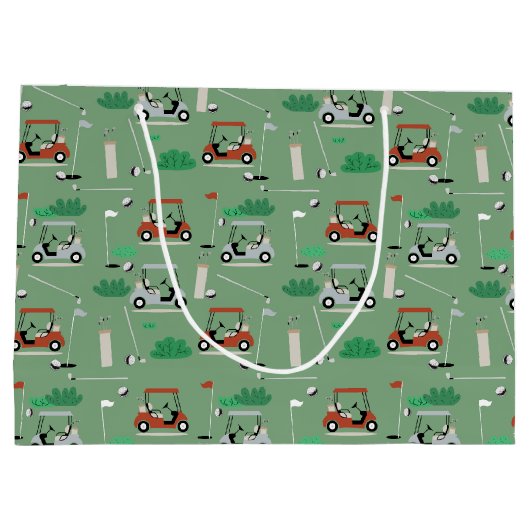Golfkarren Modern Golfer Golf Theme Pattern Groot Cadeauzakje (Achterkant)