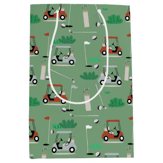 Golfkarren Modern Golfer Golf Theme Pattern Medium Cadeauzakje (Voorkant)