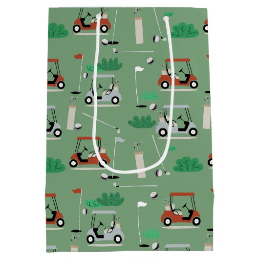 Golfkarren Modern Golfer Golf Theme Pattern Medium Cadeauzakje (Achterkant)