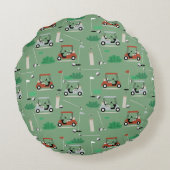 Golfkarren Modern Golfer Golf Theme Pattern Rond Kussen (Achterkant)