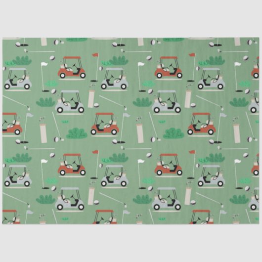 Golfkarren Modern Golfer Golf Theme Pattern Tissuepapier (Voorkant)