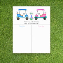 Golfkarren op cursus Gendervoorspellingsteken weer