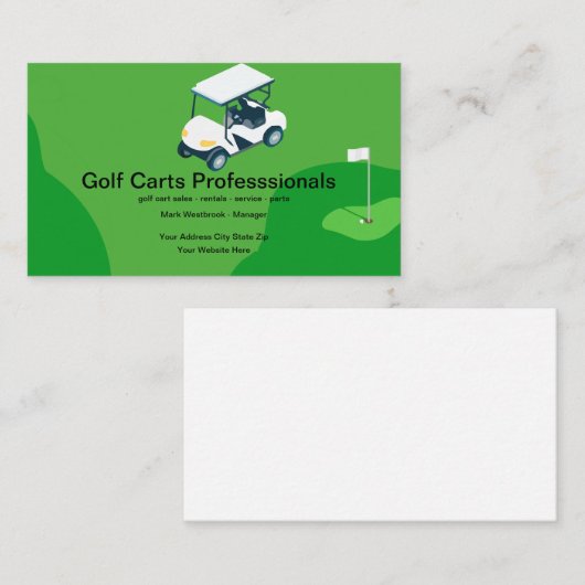 Golfkarren Sales Service Visitekaartjes (Voorkant / Achterkant)