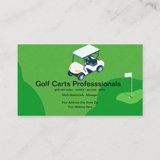 Golfkarren Sales Service Visitekaartjes (Voorkant)