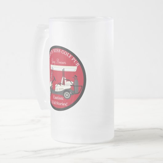 Golfkarretje Frosted Beer Mok Drinkware Glas (Voorkant links)