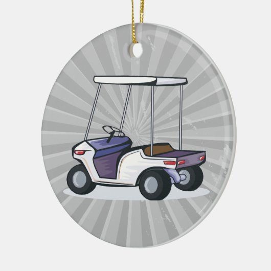 golfkarretje keramisch ornament (Links)