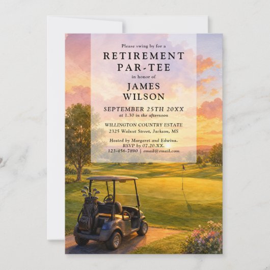 Golfkarretje Pensioenfeestje Kaart (Voorkant)