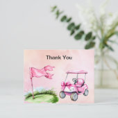 Golfkarretje Roze thema  Meisje waterverf Dank je  Briefkaart (Staand voorkant)