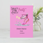 Golfkarretje roze thema voor damestoernooi kaart (Staand voorkant)