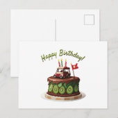 Golfkarretje Verjaardagstaart Briefkaart (Voorkant / Achterkant)