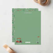 Golfkarretjes Moderne Golfer Golf Thema Kinderen Notitiekaartje (Voorkant / Achterkant in situ)