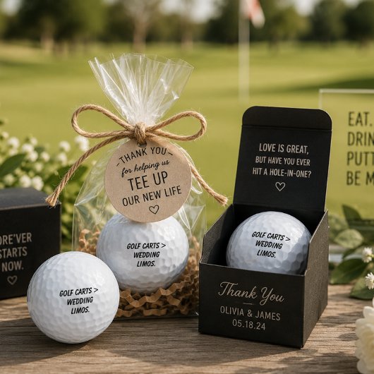 'Golfkarretjes > Trouwlimousines' Grappig trouwges Golfballen