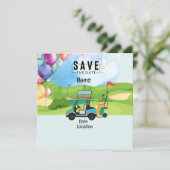 Golfkart met Birthday Save the Date for golfer Kaart (Staand voorkant)