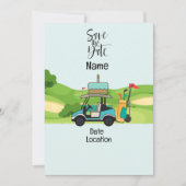 Golfkart met Birthday Save the Date for golfer Kaart (Voorkant)