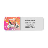 Golfkart met naam- en adreslabel etiket (Voorkant)