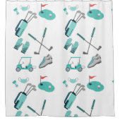 Golfkart pet handschoenkast ijzerschoen golfer op  douchegordijn (Voorkant)