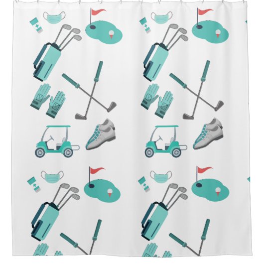 Golfkart pet handschoenkast ijzerschoen golfer op  douchegordijn (Voorkant)