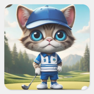 Golfkat Vierkante Sticker