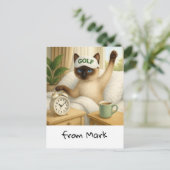 Golfkattenliefhebber is in bed briefkaart (Staand voorkant)