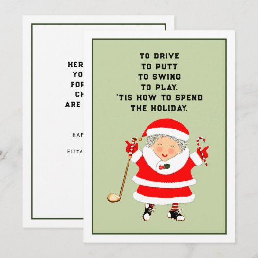Golfkerst Feestdagenkaart (Voorkant / Achterkant)