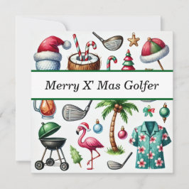 Golfkerst in juli voor golfer met de Kerstman Feestdagenkaart