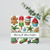 Golfkerst in juli voor golfer met de Kerstman Feestdagenkaart (Staand voorkant)