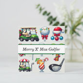Golfkerst in juli voor golfer met de Kerstman Feestdagenkaart (Staand voorkant)