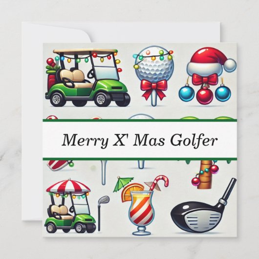 Golfkerst in juli voor golfer met de Kerstman Feestdagenkaart (Voorkant)