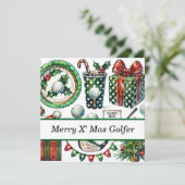 Golfkerst in juli voor golfer met de Kerstman Feestdagenkaart (Staand voorkant)