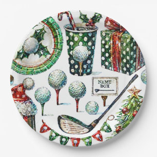 Golfkerst in juli voor golfer met golfbal papieren bordje