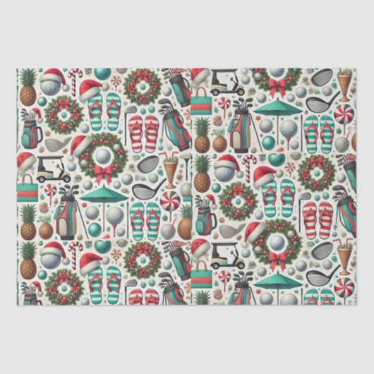 Golfkerst in juli voor golfer met golfbal tissuepapier (Voorkant)