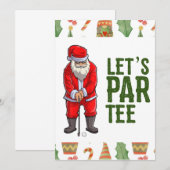 Golfkerst Laten we T-shirt met kerstman maken Kaart (Voorkant / Achterkant)