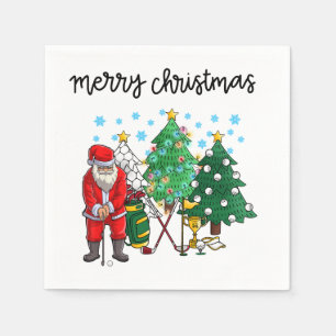 Golfkerst Laten we T-shirt met kerstman maken Servet