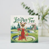 Golfkerst Let's Par T-shirt voor Golffeest Kaart (Staand voorkant)