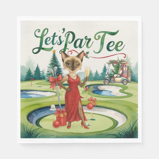 Golfkerst Let's Par T-shirt voor Golffeest Servet (Voorkant)