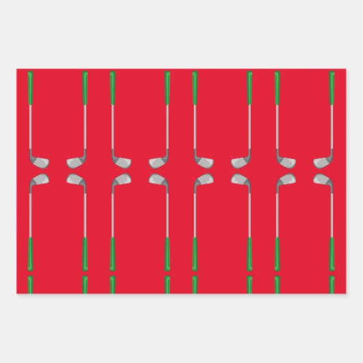 Golfkerst met bal en ijzer voor golfer inpakpapier vel (Voorkant 3)