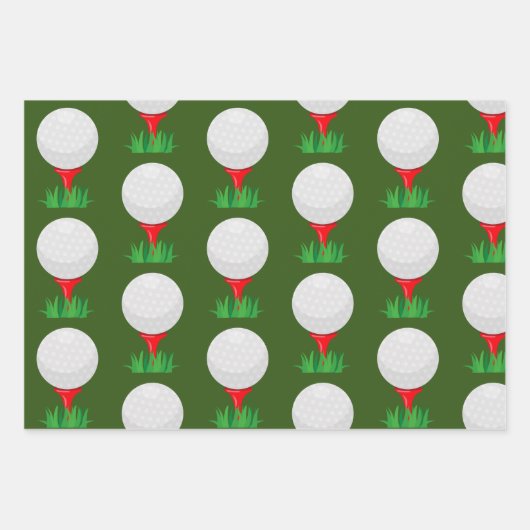 Golfkerst met bal en ijzer voor golfer inpakpapier vel (Voorkant 2)