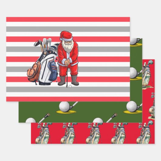 Golfkerst met bal en ijzer voor golfer inpakpapier vel (Set)