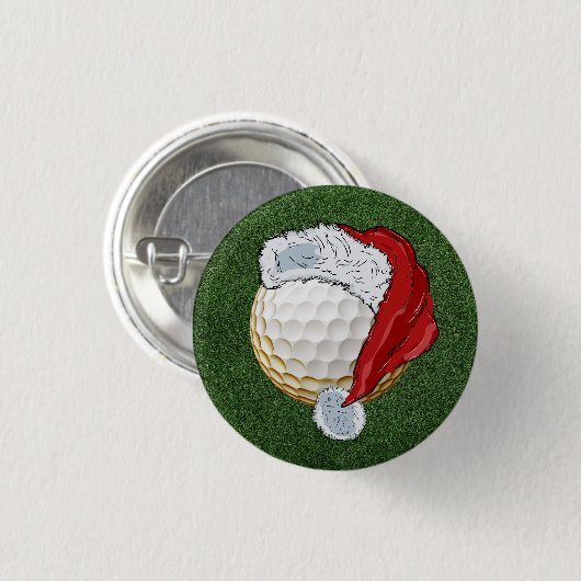 Golfkerst met golfbal draag Kerstmanhoed Ronde Button 3,2 Cm (Voorkant /achterkant)