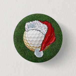 Golfkerst met golfbal draag Kerstmanhoed Ronde Button 3,2 Cm