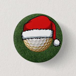 Golfkerst met golfbal draag Kerstmanhoed Ronde Button 3,2 Cm