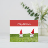 Golfkerst met golfbal en kerstmuts feestdagenkaart (Staand voorkant)