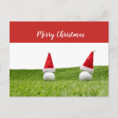 Golfkerst met golfbal en kerstmuts feestdagenkaart (Voorkant)