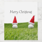 Golfkerst met golfbal en kerstmuts wijn etiket (Enkel label)