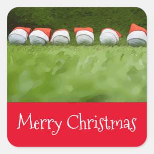 Golfkerst met golfbal en Santa Hat Vierkante Sticker