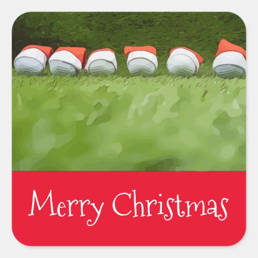 Golfkerst met golfbal en Santa Hat Vierkante Sticker (Voorkant)