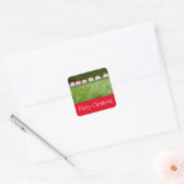 Golfkerst met golfbal en Santa Hat Vierkante Sticker (Envelop)