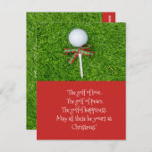 Golfkerst met golfbal en t-shirt met lint briefkaart (Voorkant / Achterkant)