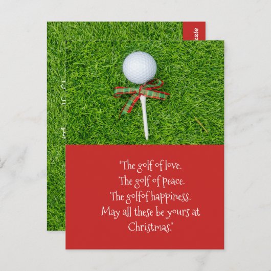 Golfkerst met golfbal en t-shirt met lint briefkaart (Voorkant / Achterkant)