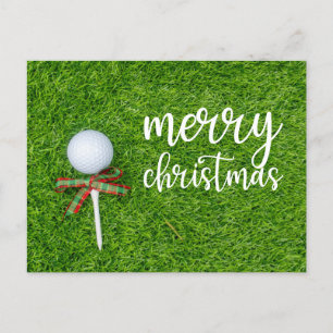 Golfkerst met golfbal en t-shirt met lint feestdagenkaart